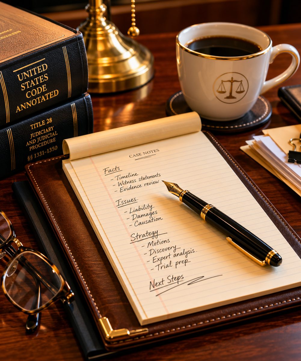Federal case preparation imagery tied to federal conspiracy defense